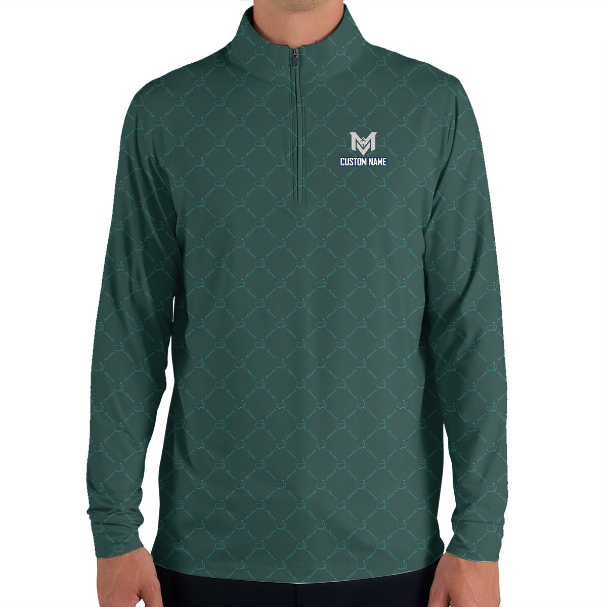 Personalized Masters Green Golf Polo Shirt for Men Classic Tournament Pattern Performance Golf Polo Lightweight Breathable Golf Apparel