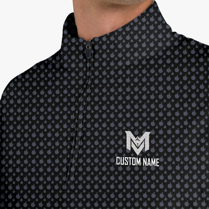 Black Funny Golf Hand Gesture Quarter Zip Golf Pullover for Men All Over Print Lightweight Long Sleeve Performance Golf Jacket