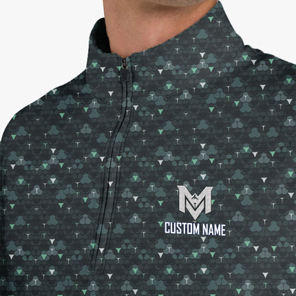 Dark Golf Ball Pattern Quarter Zip Golf Pullover for Men Modern All Over Print Lightweight Long Sleeve Performance Golf Jacket