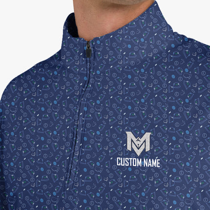 Personalized Name Long Sleeve Zip Golf Shirt – Custom Pattern Golf Shirt for Men – Stylish Performance Polo