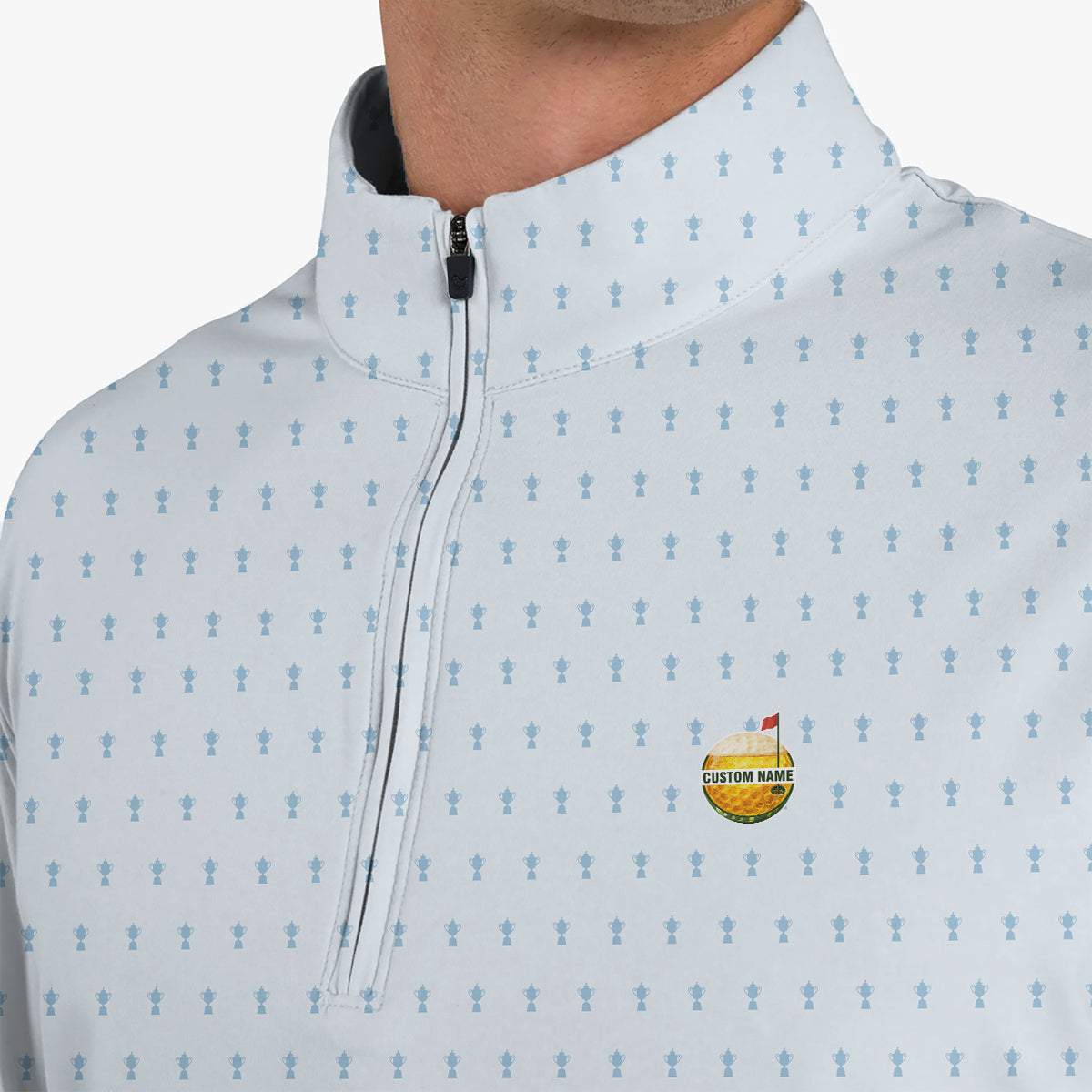 Personalized Custom Name Minimal Golf Trophy Pattern Polo Shirt for Men Stylish Golf Apparel