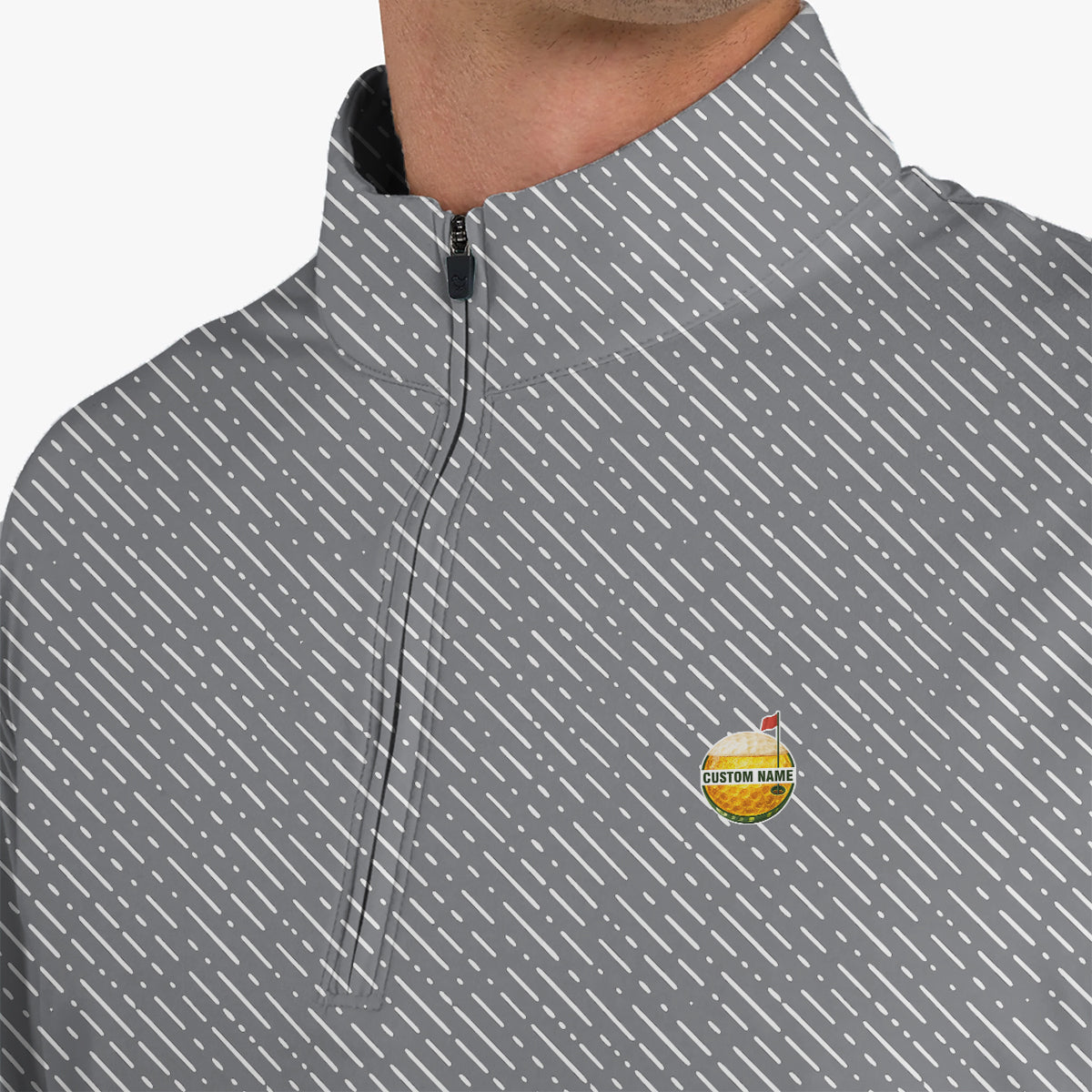 Personalized Custom Name Diagonal Dash Pattern Golf Polo Shirt for Men Stylish Minimal Golf Apparel