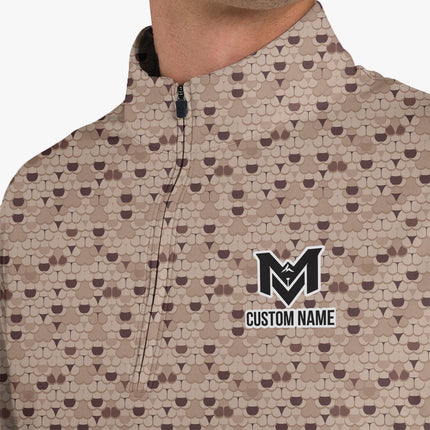 Brown Golf Ball Pattern Quarter Zip Golf Pullover for Men Classic All Over Print Lightweight Long Sleeve Performance Golf Jacket
