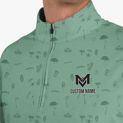 Personalized Golf Icons Quarter Zip Long Sleeve Shirt – Custom Name Golf Pullover for Men – Stylish Performance Polo