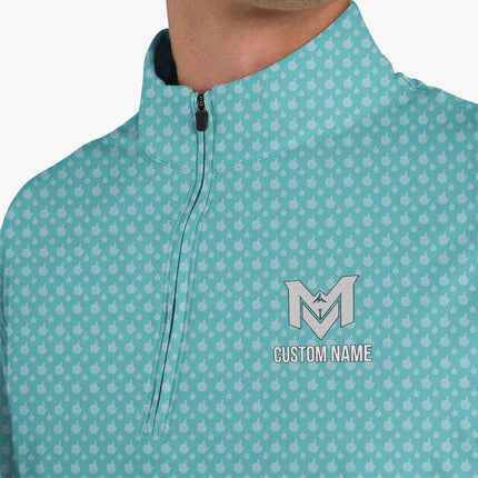 Light Blue Funny Golf Hand Gesture Quarter Zip Golf Pullover for Men All Over Print Lightweight Long Sleeve Performance Golf Jacket