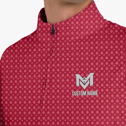 Red Funny Golf Hand Gesture Quarter Zip Golf Pullover for Men All Over Print Lightweight Long Sleeve Performance Golf Jacket