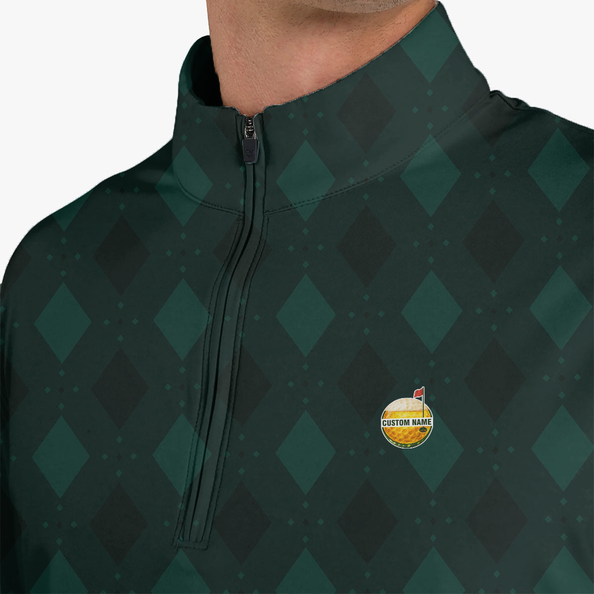 Personalized Custom Name Argyle Pattern Golf Polo Shirt for Men Classic Golf Apparel