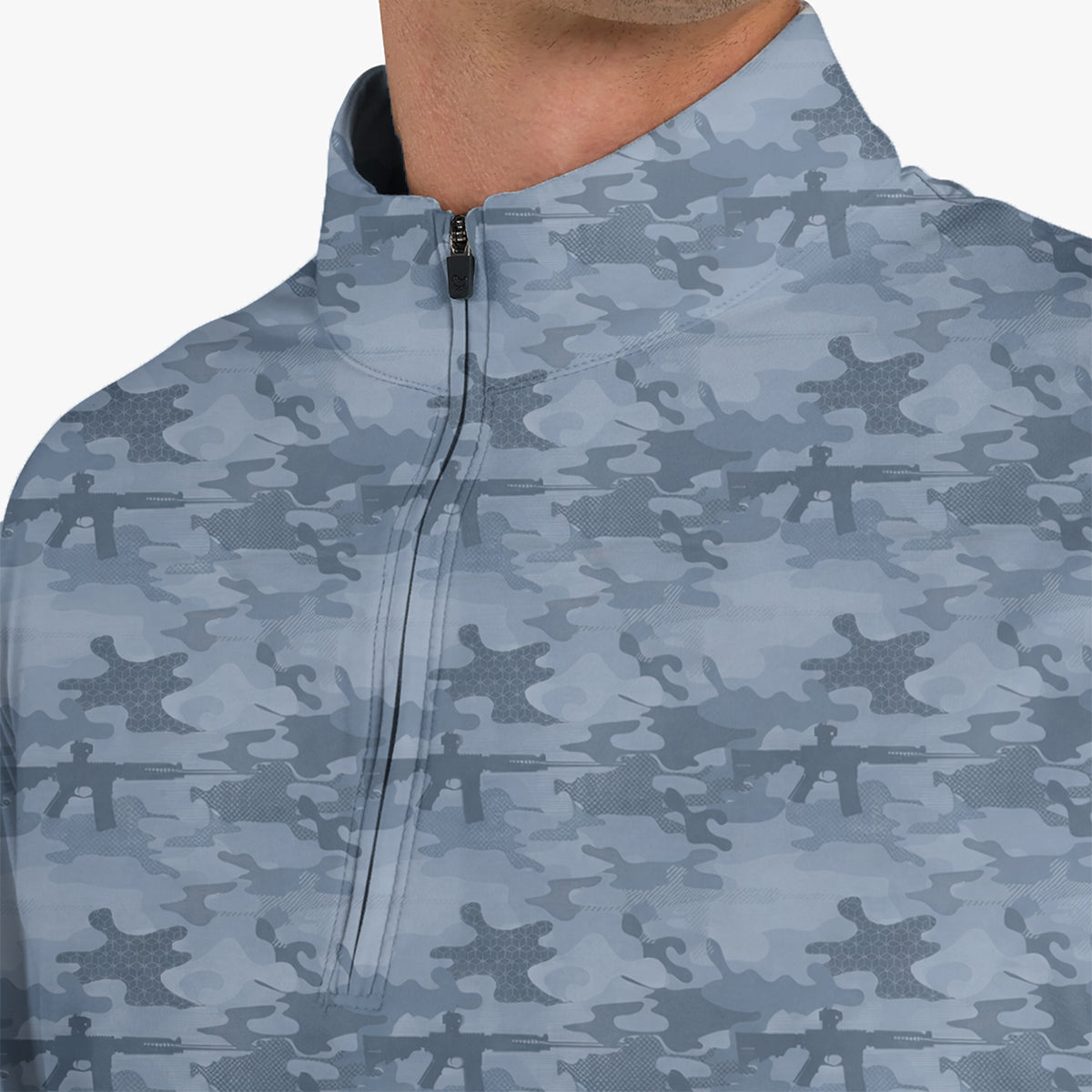 Men’s Tactical Camo Golf Polo Shirt, Rifle Camouflage Pattern Golf Shirt, Military Style Golf Polo, Patriotic Golf Apparel