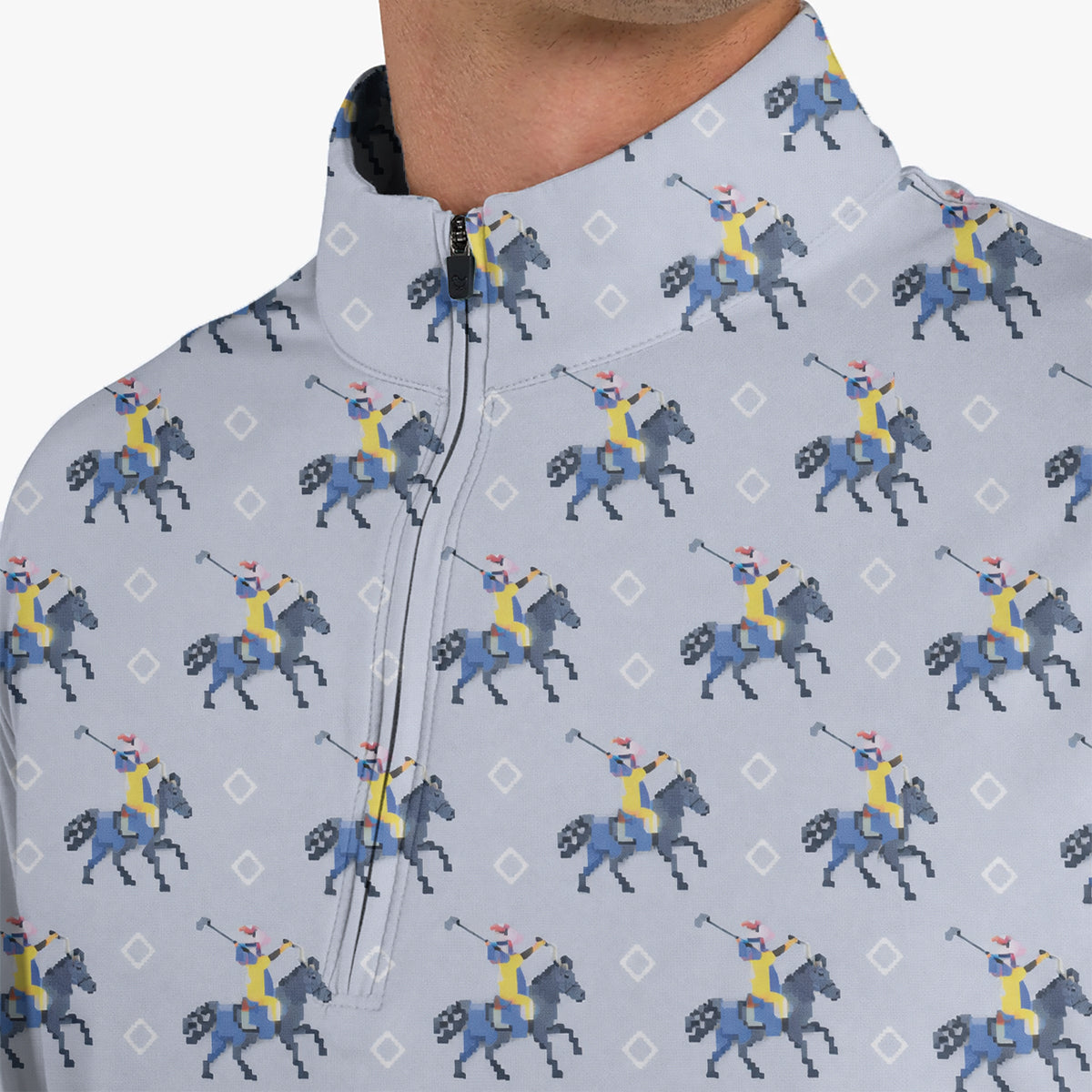 Funny Polo Golf Shirt Horse Rider Pattern Men Casual Golf Shirt