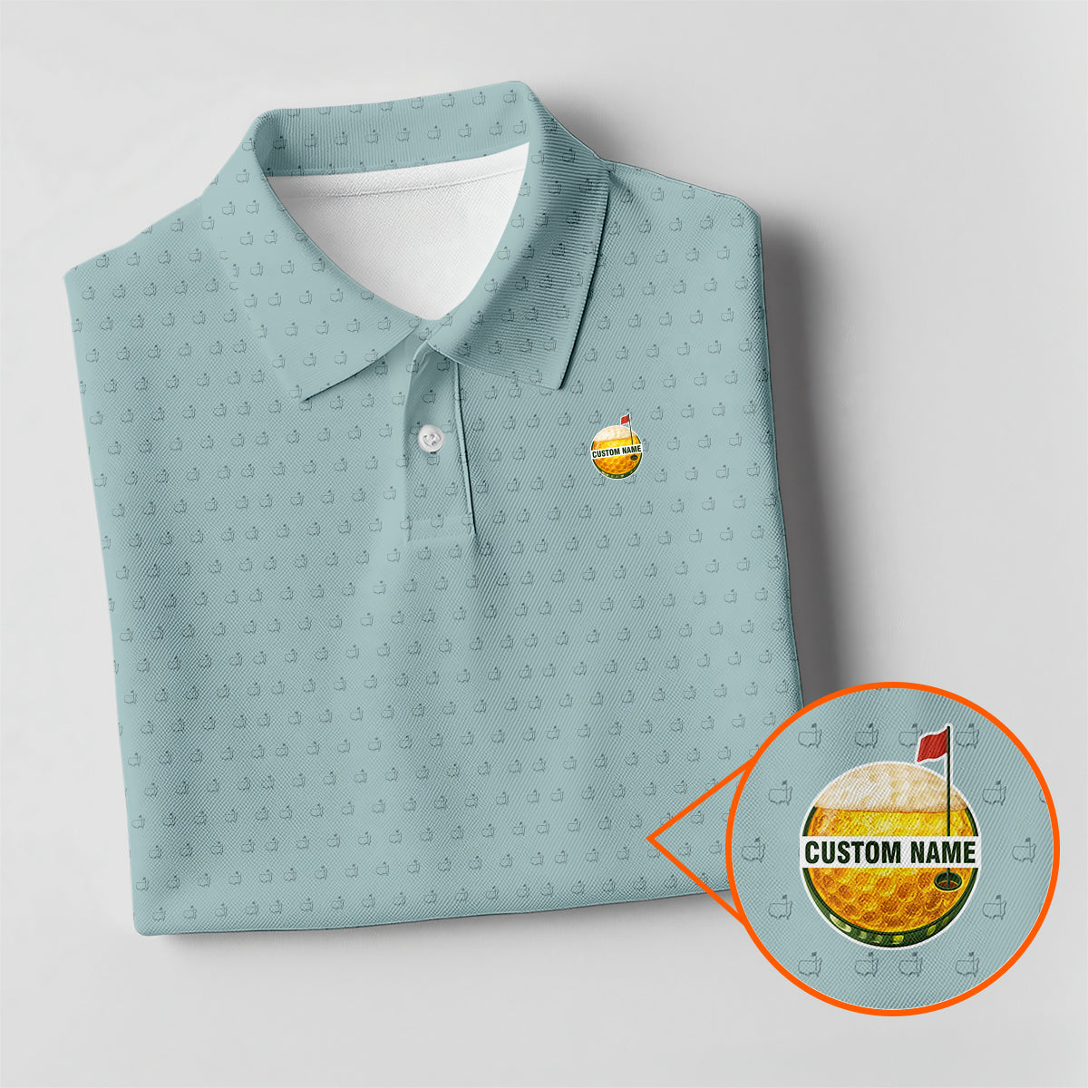 Personalized Golf Polo Shirt for Men – Custom Name Golf Ball Pattern Polo, Breathable Performance Golf Shirt, Unique Gift for Golfers