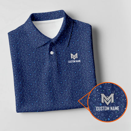 Personalized Name Golf Polo Shirt – Custom Pattern Polo for Men – Stylish Casual Golf Shirt
