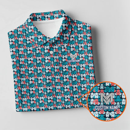 Funny Golf Ball Pattern Polo Shirt for Men Colorful All Over Print Performance Golf Polo Lightweight Breathable Golf Apparel Golfer Gift