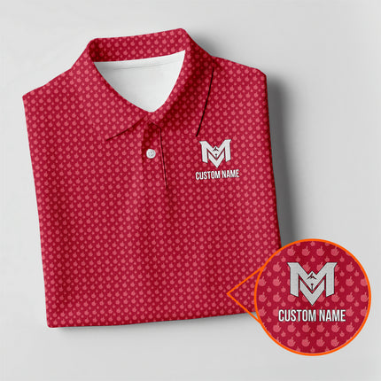 Red Funny Golf Hand Gesture Polo Shirt for Men All Over Print Performance Golf Polo Lightweight Breathable Golf Apparel