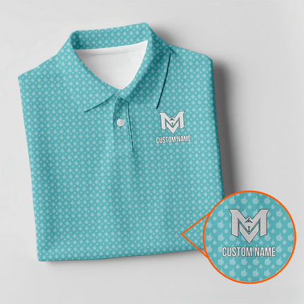 Light Blue Funny Golf Hand Gesture Polo Shirt for Men All Over Print Performance Golf Polo Lightweight Breathable Golf Apparel