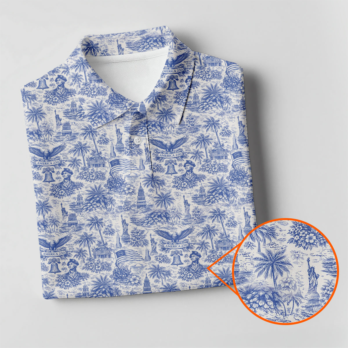 America 250 Patriotic Golf Polo Shirt for Men 1776-2026 USA Independence Anniversary All Over Print Golf Shirt Patriotic American Eagle Golf Polo