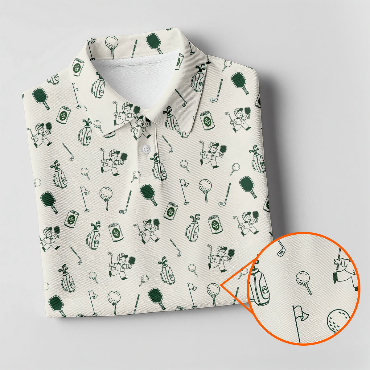 Funny Pickleball Golf Polo Shirt for Men – Pickleball & Golf Pattern Performance Polo, Lightweight Breathable Novelty Sports Polo