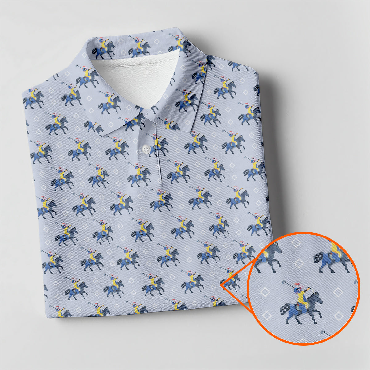 Funny Polo Golf Shirt Horse Rider Pattern Men Casual Golf Shirt