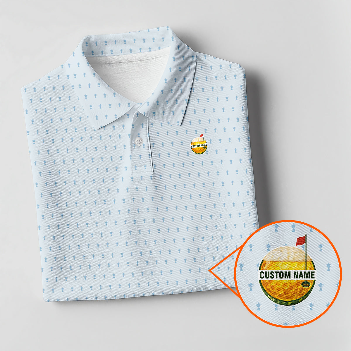 Personalized Custom Name Minimal Golf Trophy Pattern Polo Shirt for Men Stylish Golf Apparel