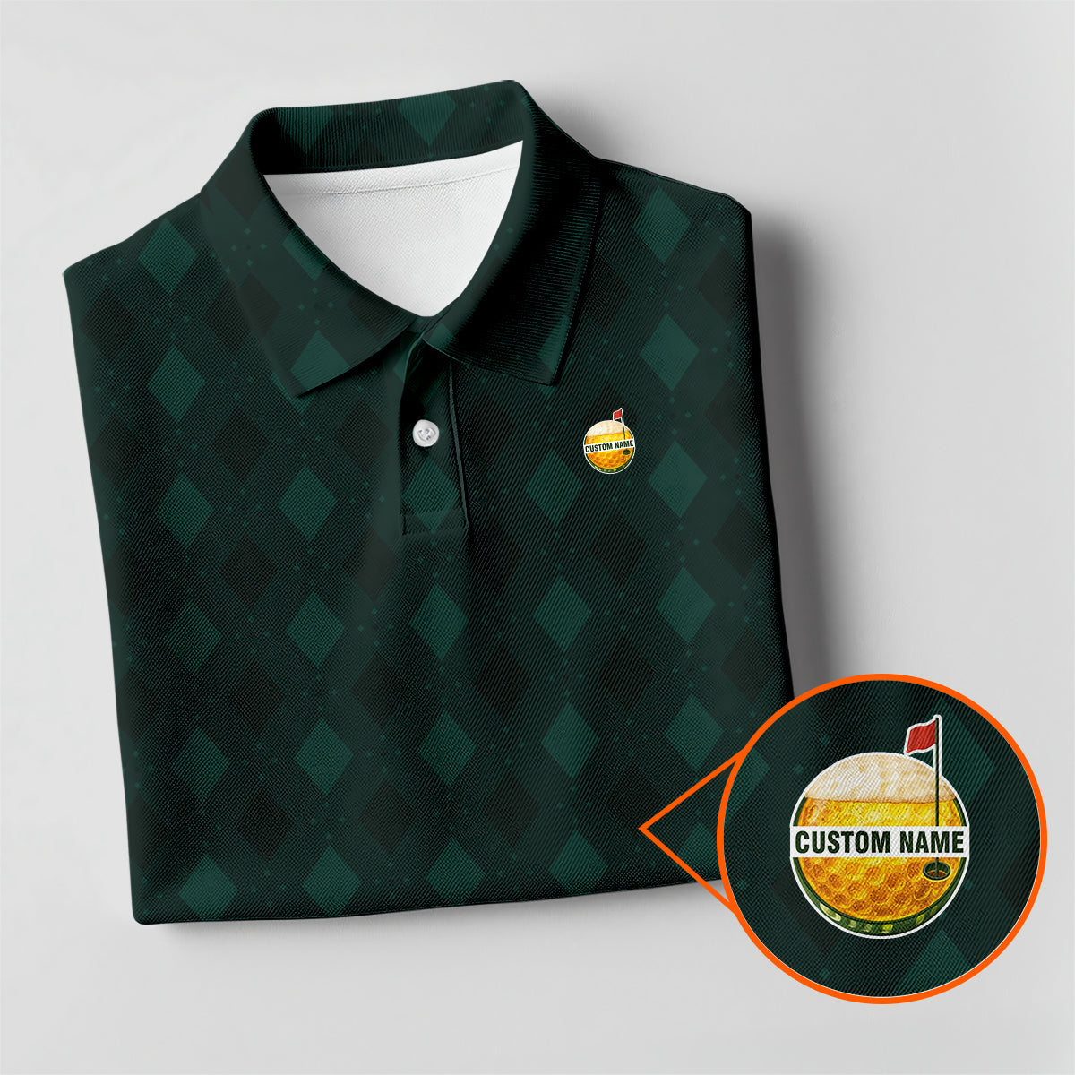 Personalized Custom Name Argyle Pattern Golf Polo Shirt for Men Classic Golf Apparel