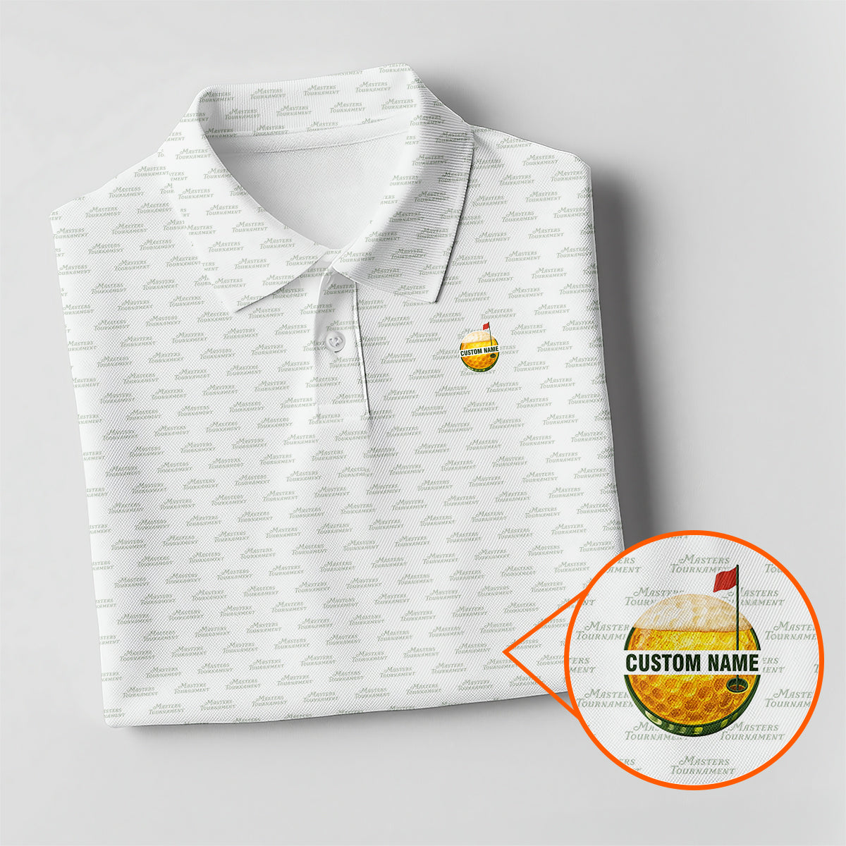 Personalized Custom Name Minimal Text Pattern Golf Polo Shirt for Men Modern Golf Apparel