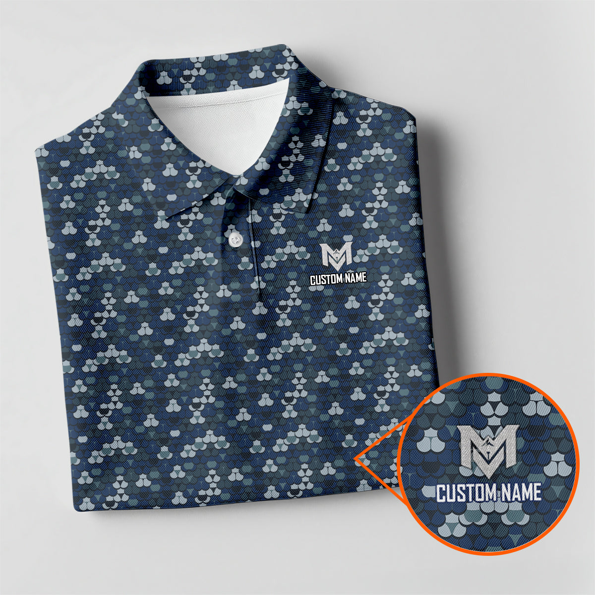 Personalized Blue Golf Ball Pattern Polo Shirt for Men All Over Print Performance Golf Polo Lightweight Breathable Golf Apparel