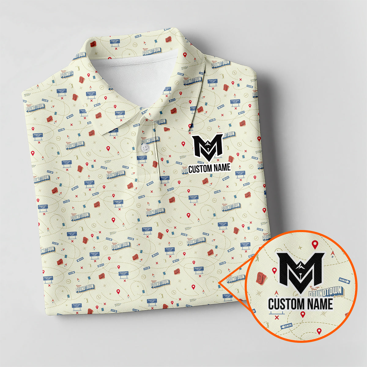 Personalized Funny Golf Course Map Polo Shirt for Men Golf Course Strategy Pattern Performance Golf Polo Lightweight Breathable Golf Apparel