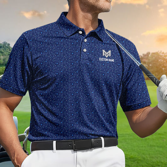 Personalized Name Golf Polo Shirt – Custom Pattern Polo for Men – Stylish Casual Golf Shirt