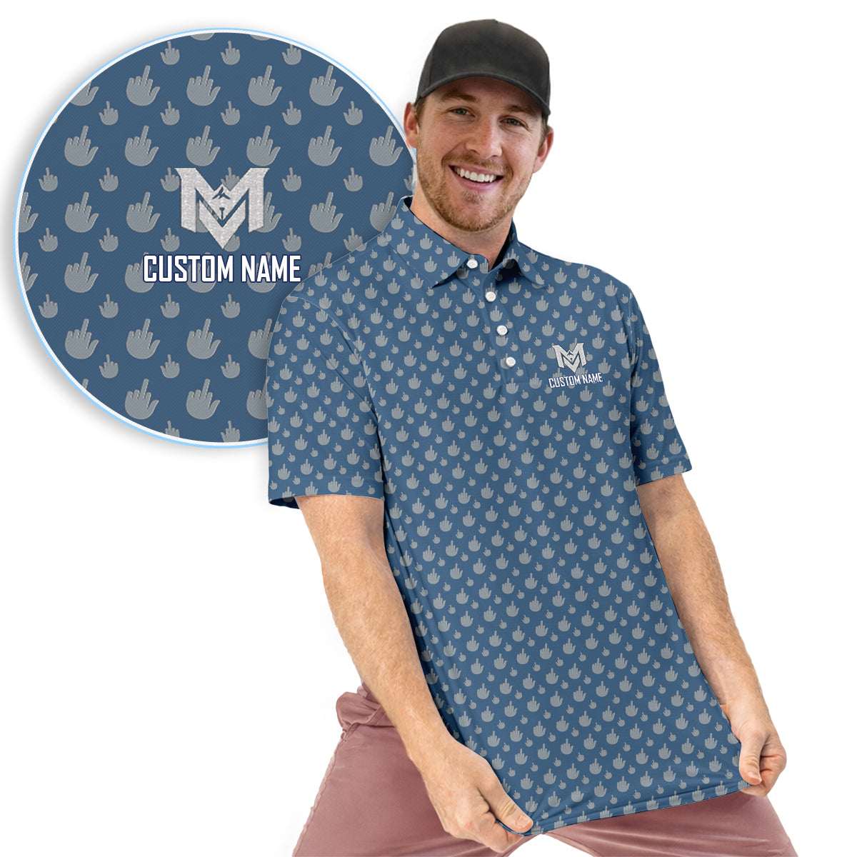 Personalized Monogram Golf Polo Shirt for Men All Over Print Funny Golf Pattern Performance Golf Shirt Golfer Gift