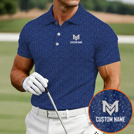 Personalized Name Golf Polo Shirt – Custom Pattern Polo for Men – Stylish Casual Golf Shirt
