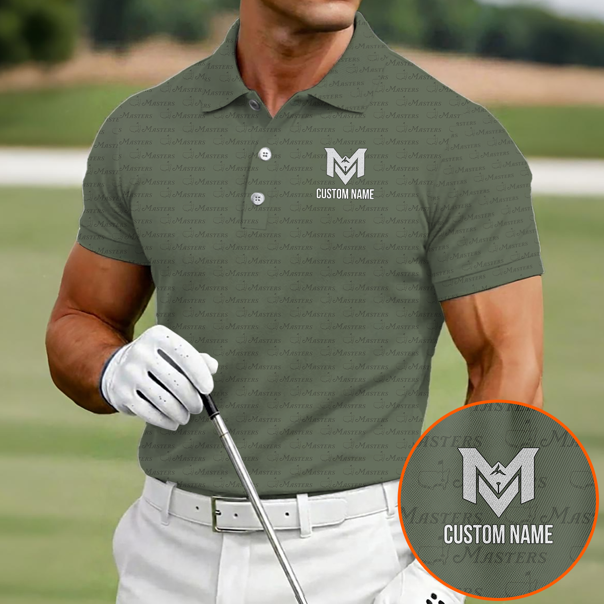 Personalized Masters Golf Pattern Polo Shirt for Men – Custom Name Golf Polo – Unique Casual Sport Shirt