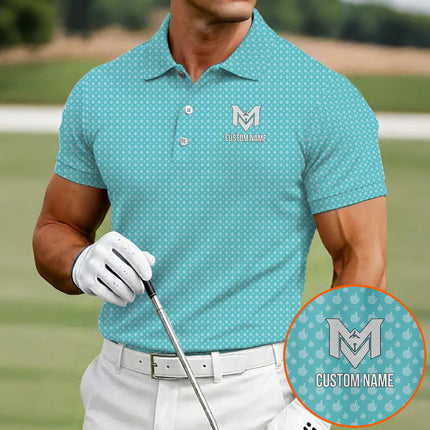 Light Blue Funny Golf Hand Gesture Polo Shirt for Men All Over Print Performance Golf Polo Lightweight Breathable Golf Apparel