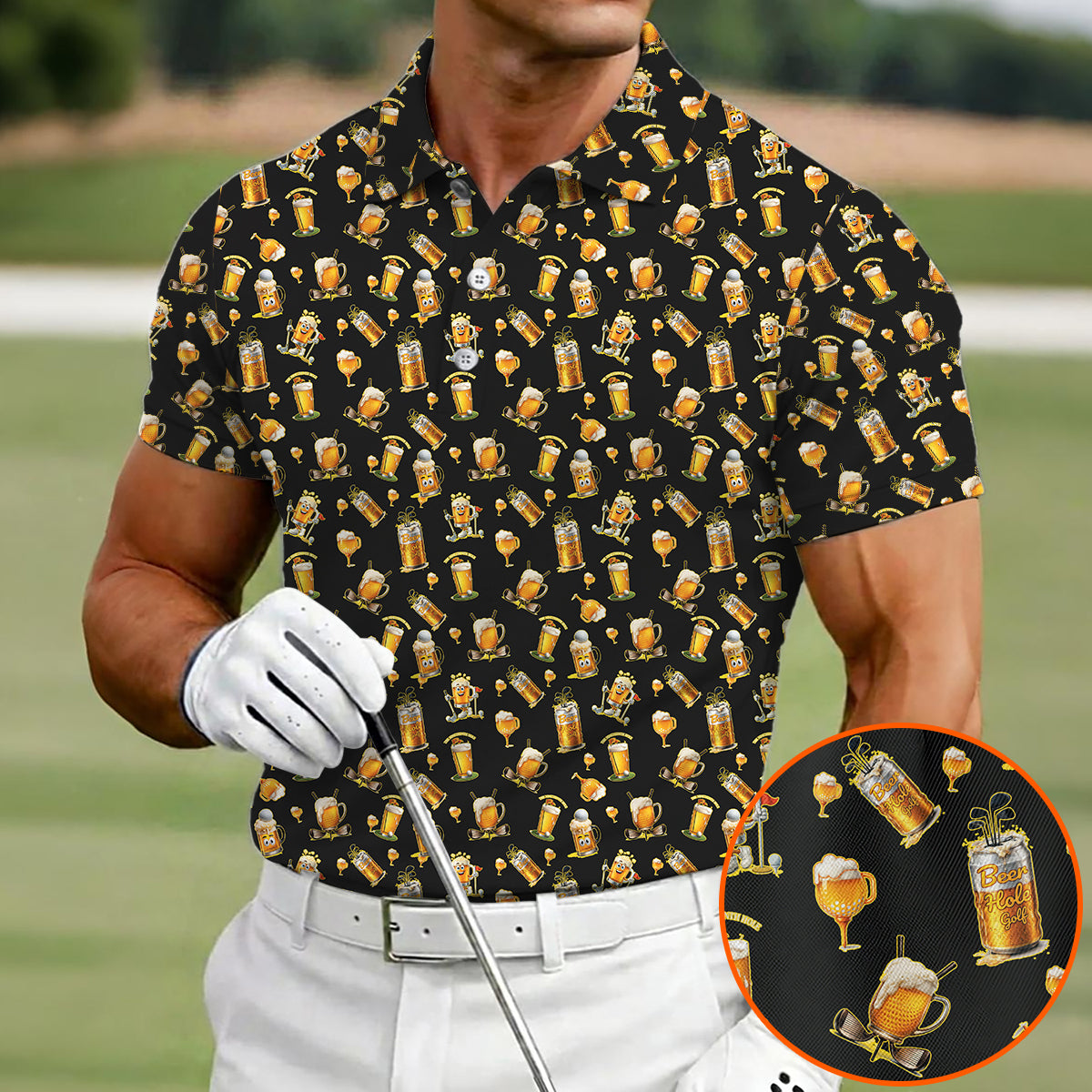 Funny Beer Golf Polo Shirt Men Beer Lover Golf Shirt Casual Golfwear