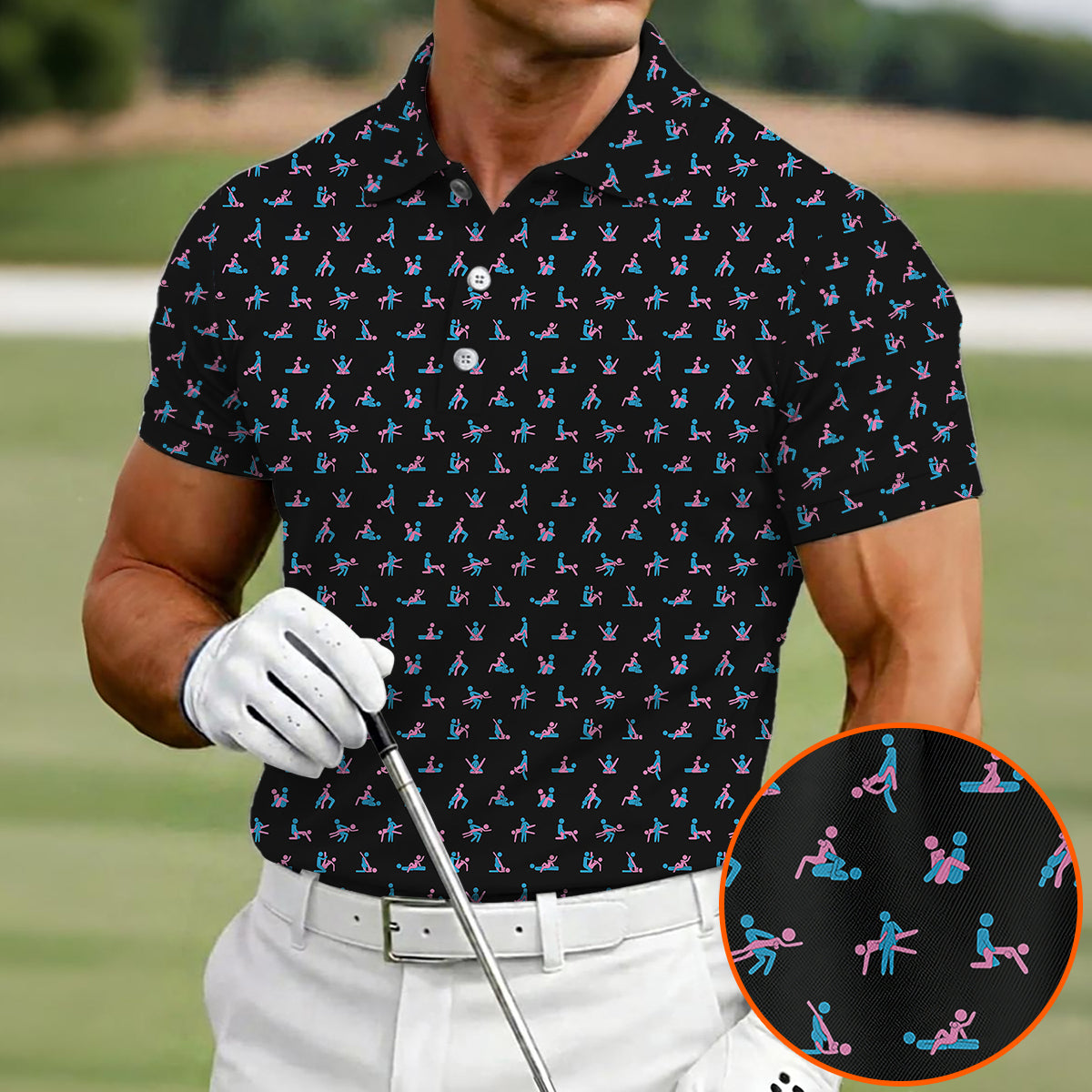 Funny Golf Polo Shirt Adult Humor Pattern Men Casual Golf Shirt