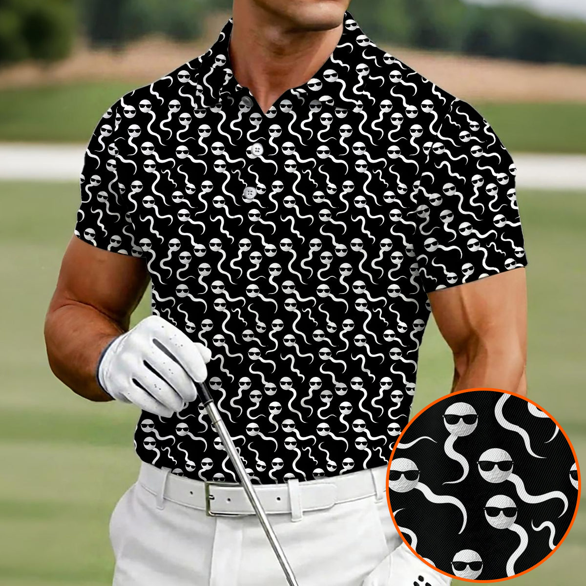 Funny Golf Polo Shirt Cool Sperm Pattern Men’s Golf Shirt