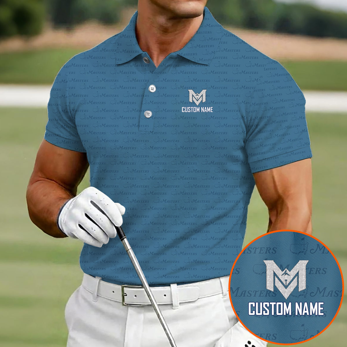 Personalized Masters Style Golf Polo Shirt for Men Classic Tournament Pattern Performance Golf Polo Lightweight Breathable Golf Apparel