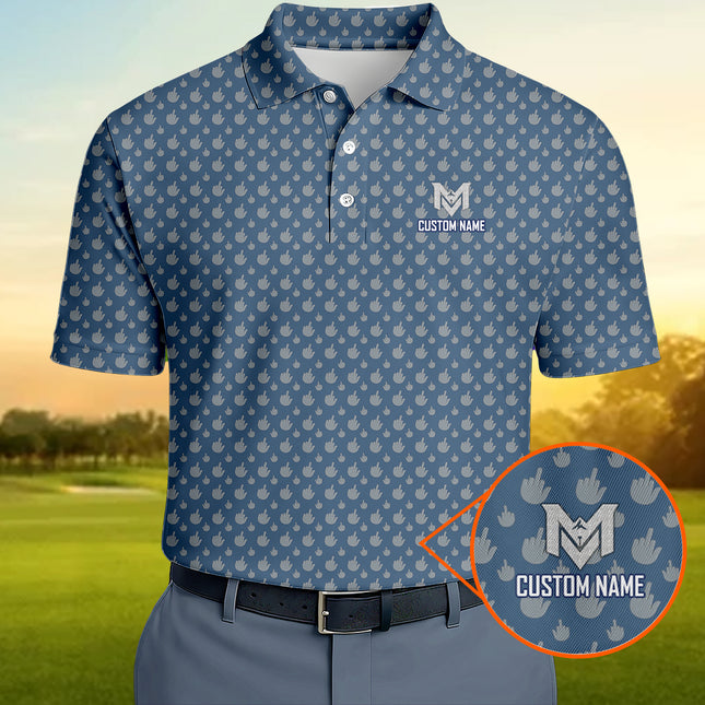 Personalized Monogram Golf Polo Shirt for Men All Over Print Funny Golf Pattern Performance Golf Shirt Golfer Gift