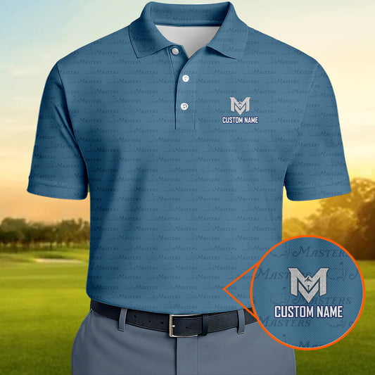 Personalized Masters Style Golf Polo Shirt for Men Classic Tournament Pattern Performance Golf Polo Lightweight Breathable Golf Apparel