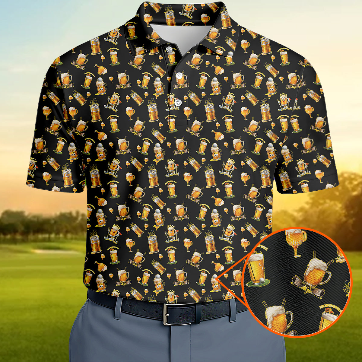 Funny Beer Golf Polo Shirt Men Beer Lover Golf Shirt Casual Golfwear