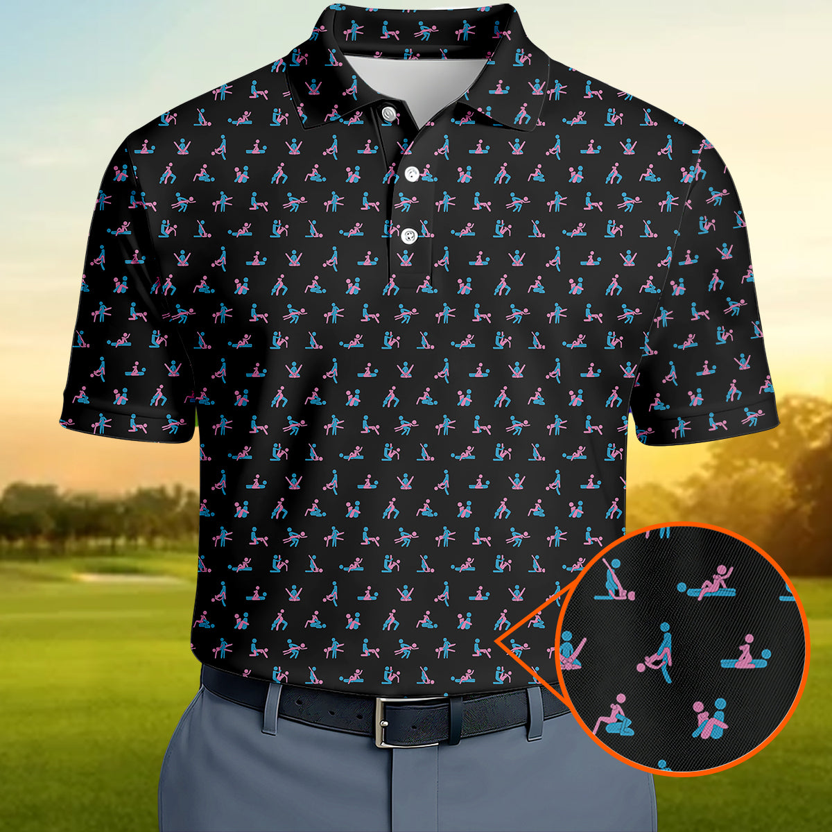 Funny Golf Polo Shirt Adult Humor Pattern Men Casual Golf Shirt