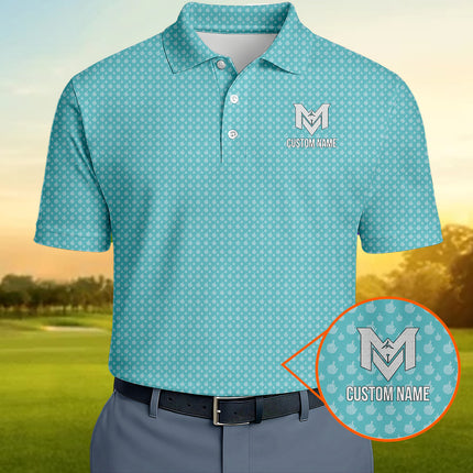 Light Blue Funny Golf Hand Gesture Polo Shirt for Men All Over Print Performance Golf Polo Lightweight Breathable Golf Apparel