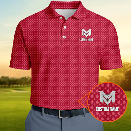 Red Funny Golf Hand Gesture Polo Shirt for Men All Over Print Performance Golf Polo Lightweight Breathable Golf Apparel