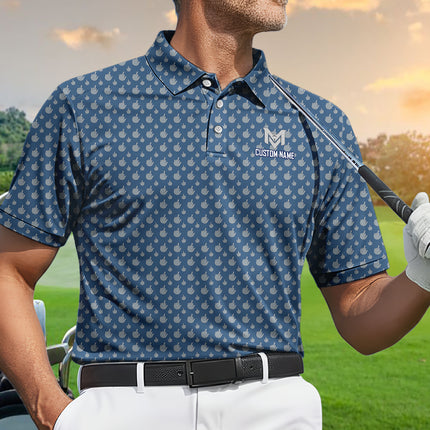 Personalized Monogram Golf Polo Shirt for Men All Over Print Funny Golf Pattern Performance Golf Shirt Golfer Gift