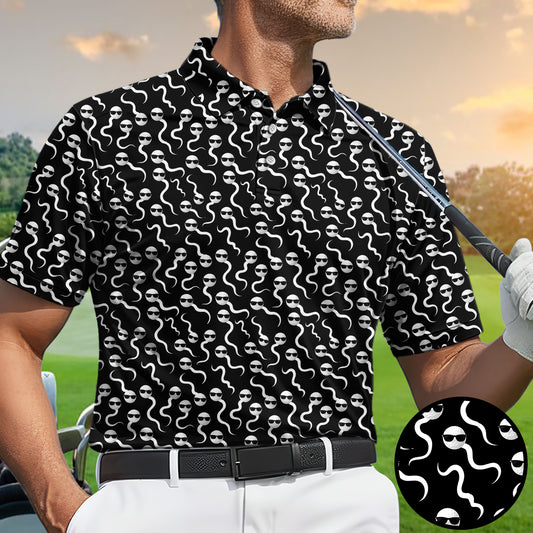 Funny Golf Polo Shirt Cool Sperm Pattern Men’s Golf Shirt