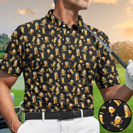 Funny Beer Golf Polo Shirt Men Beer Lover Golf Shirt Casual Golfwear