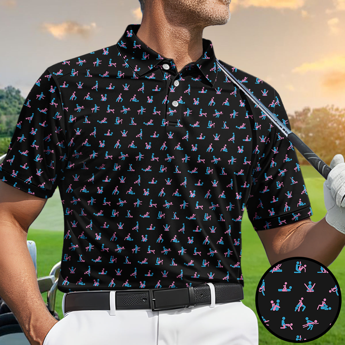 Funny Golf Polo Shirt Adult Humor Pattern Men Casual Golf Shirt