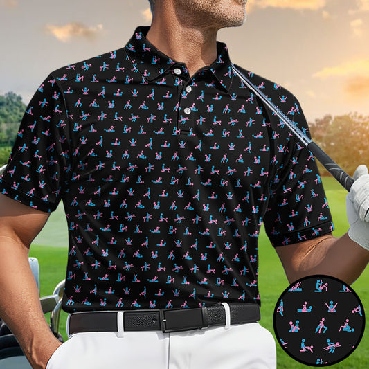 Funny Golf Polo Shirt Adult Humor Pattern Men Casual Golf Shirt