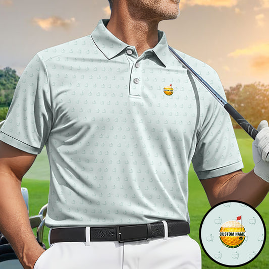 Personalized Custom Name Masters Golf Icon Pattern Polo Shirt for Men Stylish Golf Apparel