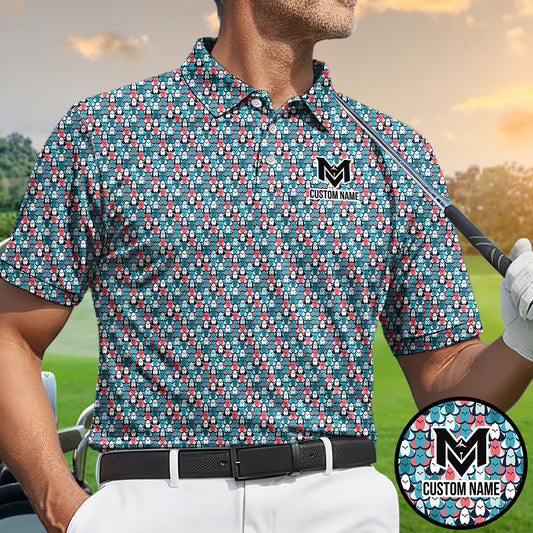 Personalized Boob Pattern Golf Men's Polo Shirt – Custom Name Funny Body Positive Polo