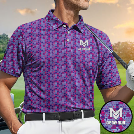 Personalized Men's Polo Shirt – Custom Pattern Golf Polo for Men – Unique Casual Sport Shirt