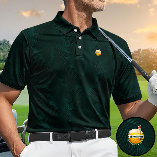 Personalized Custom Name Abstract Line Pattern Golf Polo Shirt for Men Modern Golf Apparel